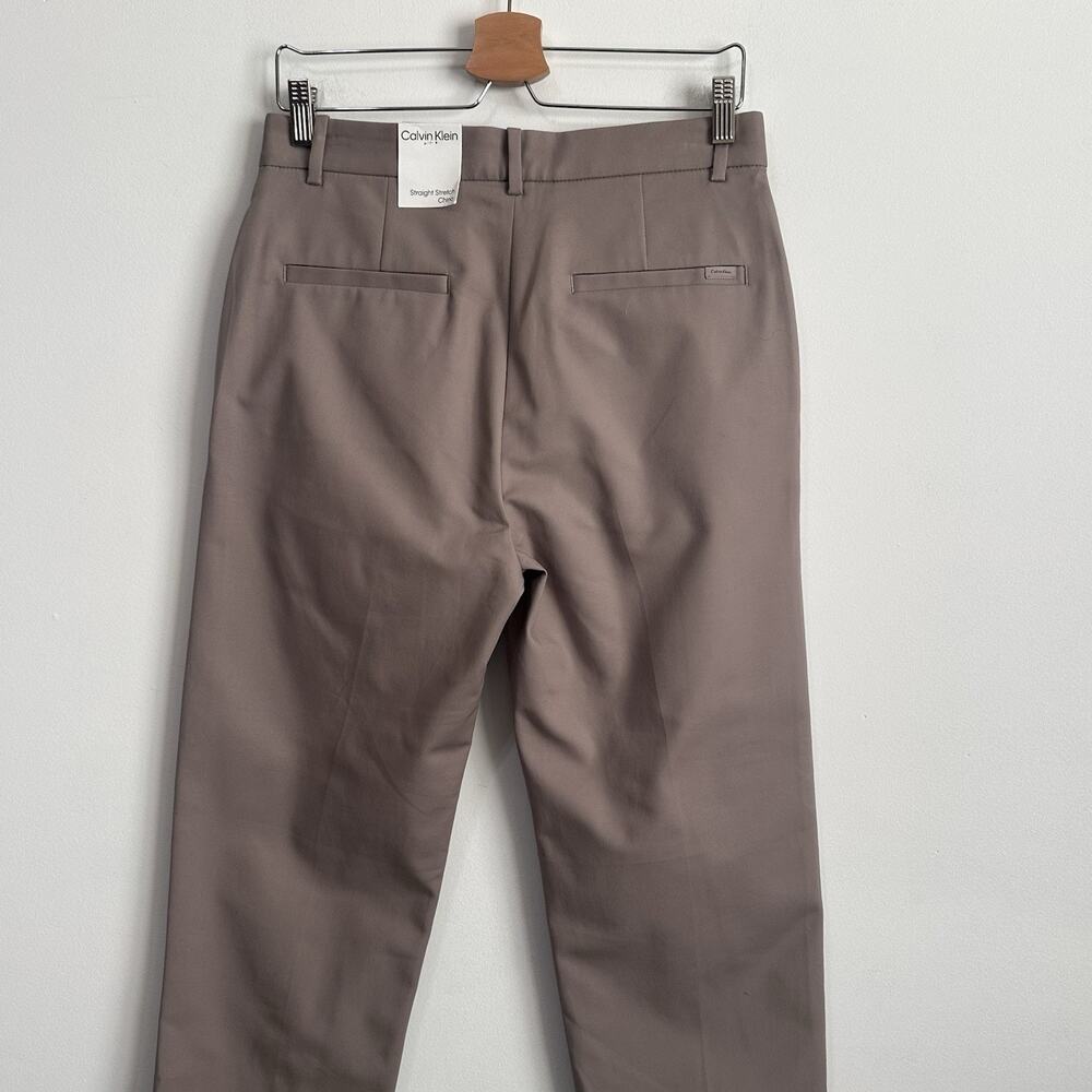 Calvin Klein Straight Stretch Chino Pants 6 Stone 30x26 Crop Career Classic NEW - Picture 7 of 11
